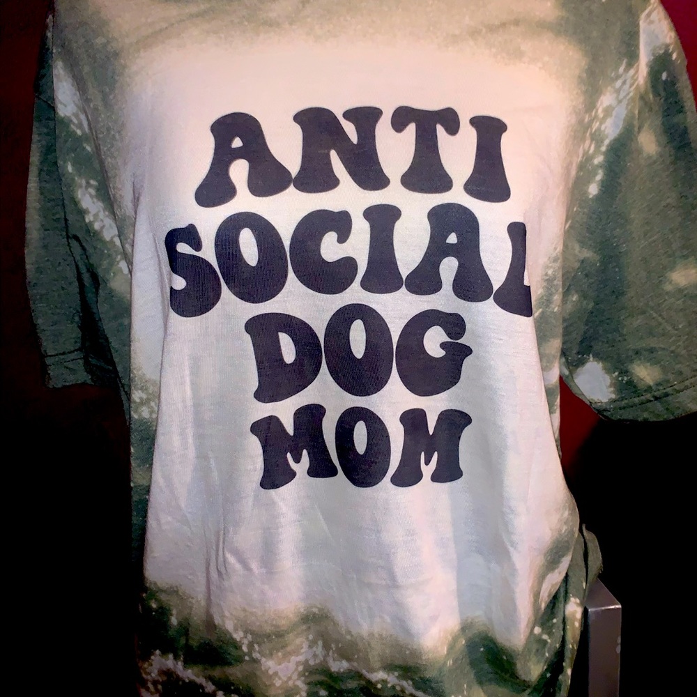 Anti social dog mom bleached tshirt